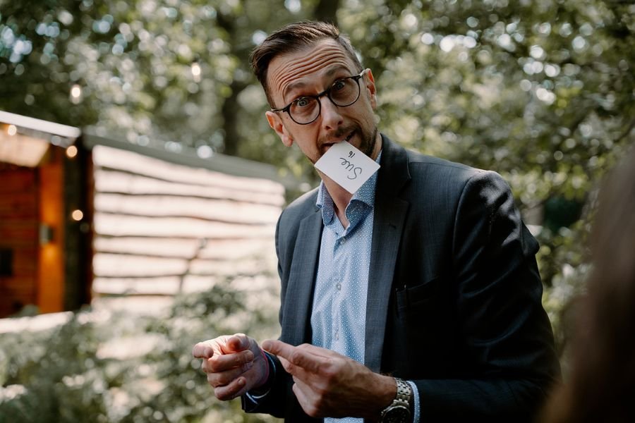 Close-up magic at an outdoor wedding
