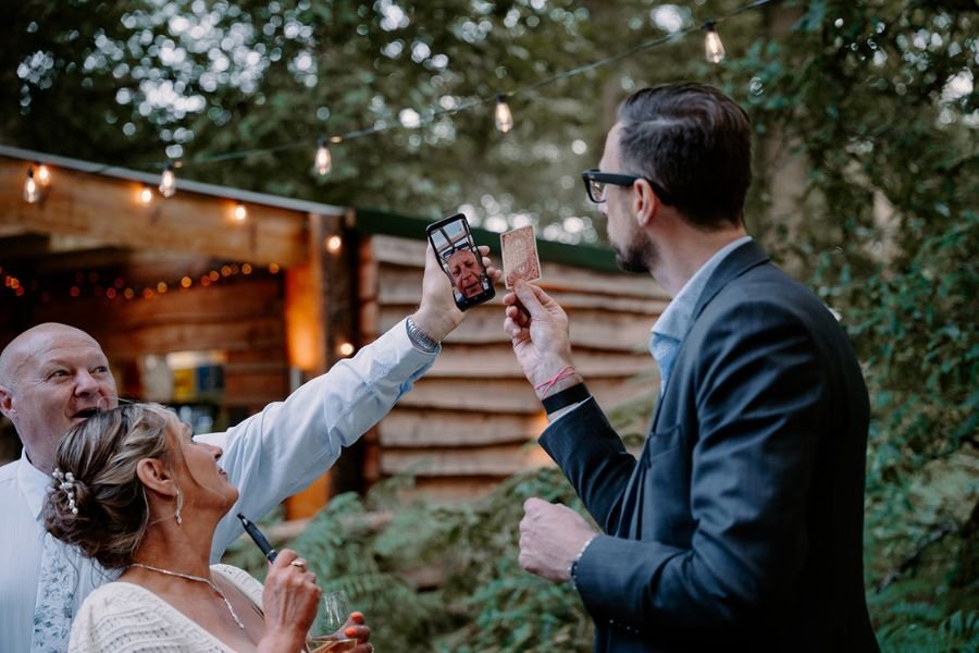 Close-up magic at an outdoor wedding